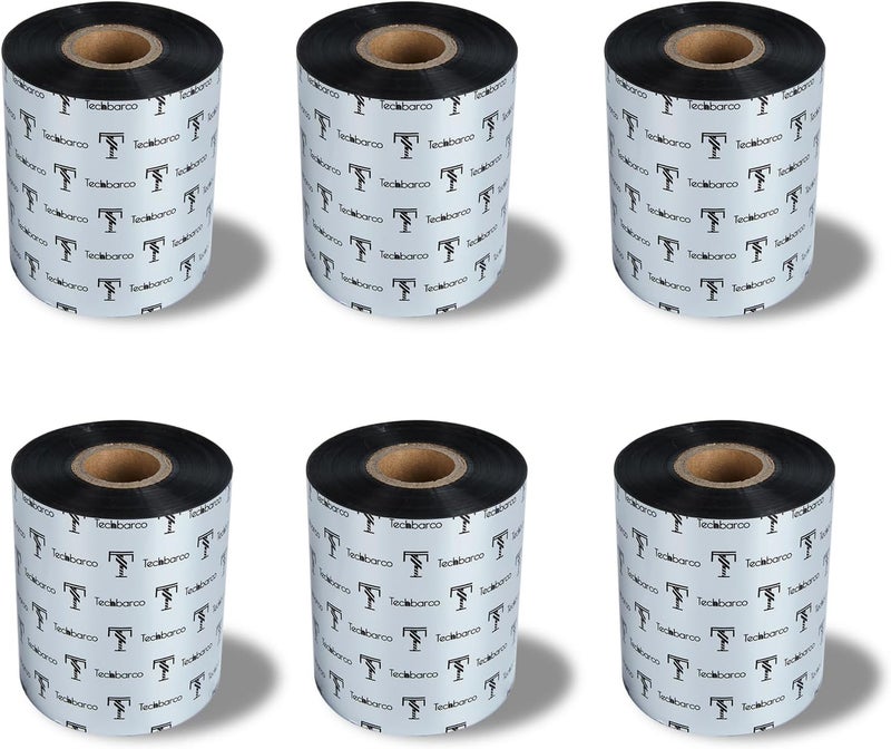 Techbarco Store 6 Rolls 3.27" x 1476' Premium Enhanced Wax Thermal Transfer Ribbon, 83mm x 450m Black Industrial Barcode Label Printer Ribbon - Compatible with Zebra, TSC, GoDex, Citizen, 1" Core - Image 1